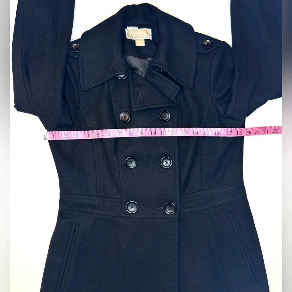 Michael Kors Women’s Black Wool Blend Double Breasted Pea Coat Size - Small - Picture 7 of 11